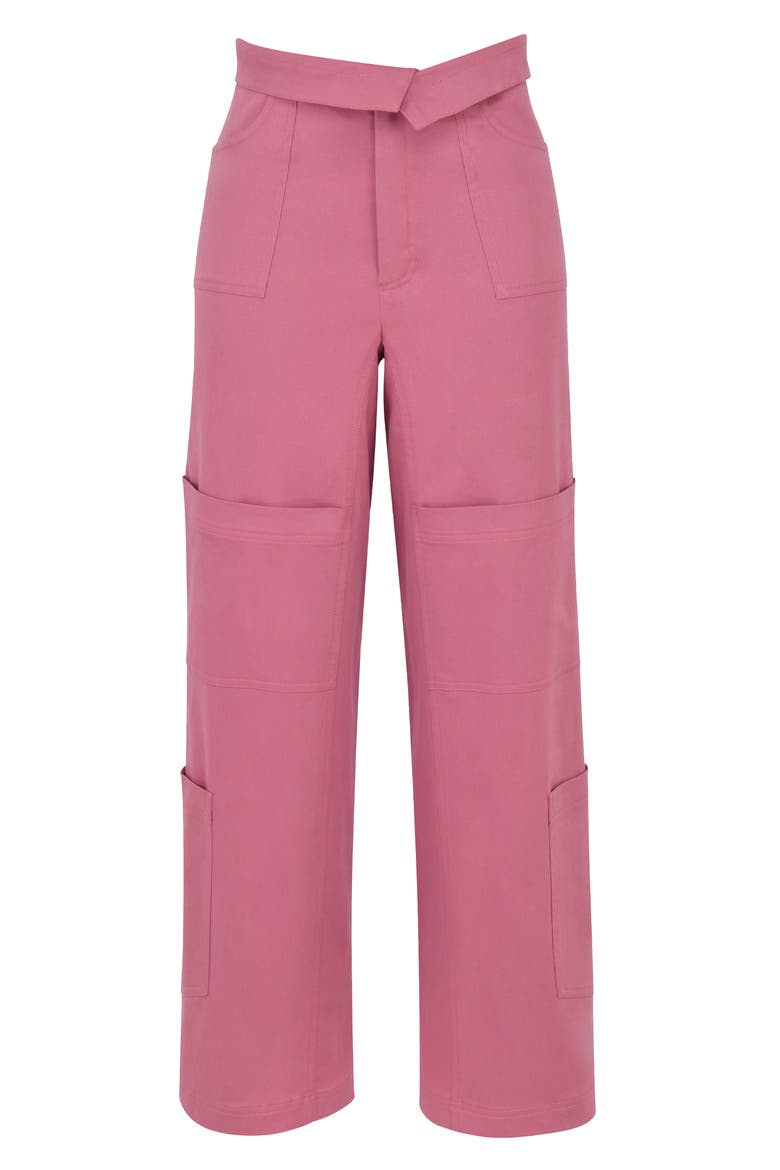 Foldover Waist Straight Leg Cargo Pants, Alternate, color, ROSE PINK