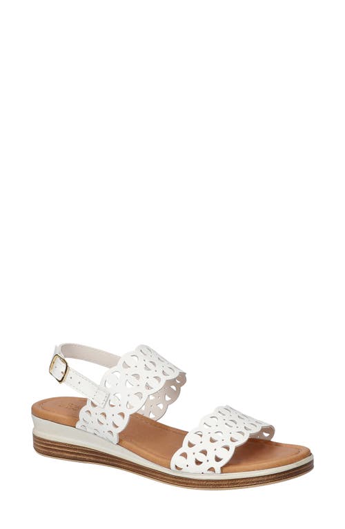 Bella Vita Zoe Italy Perforated Sandal In White Italian Leather