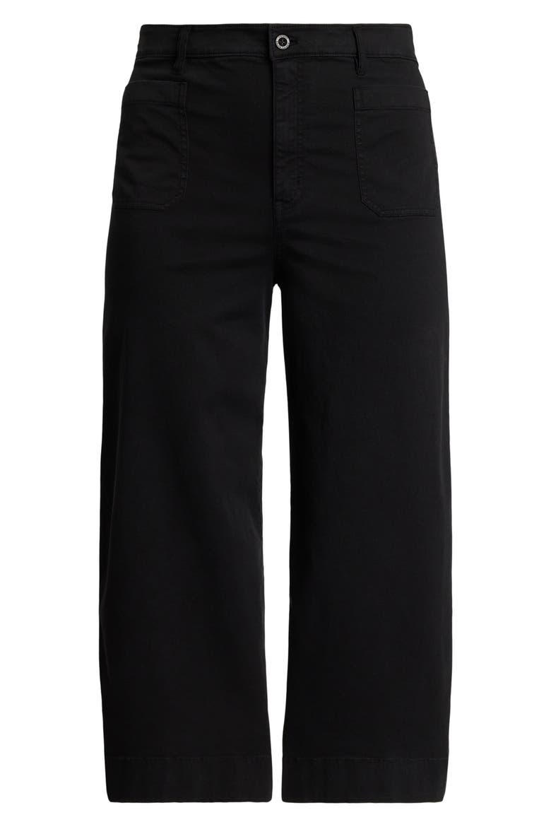 Patch Pocket Crop Wide Leg Twill Chinos, Alternate, color, BLACK