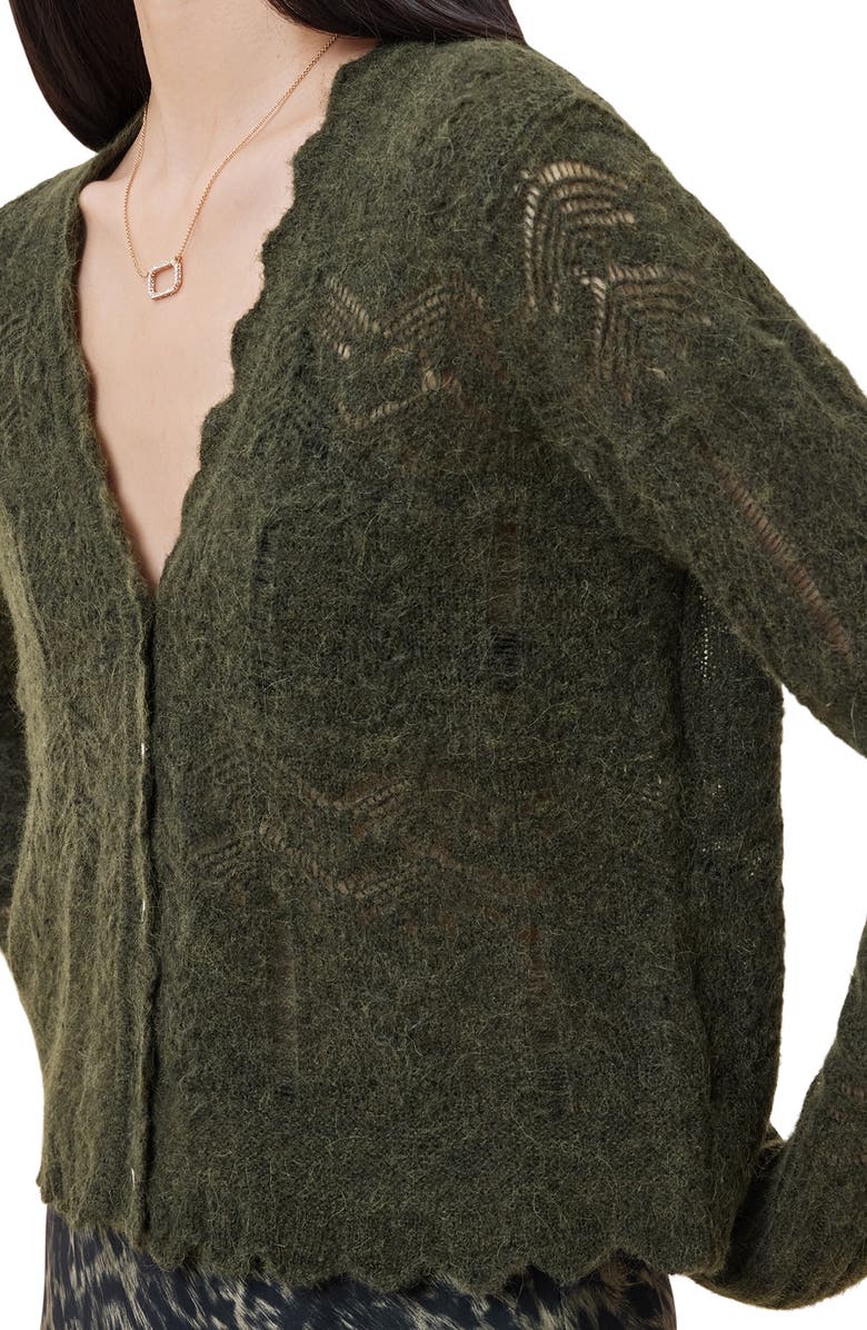 AllSaints Vanessa Wool & Alpaca Blend Cardigan, Alternate, color, Khaki Green