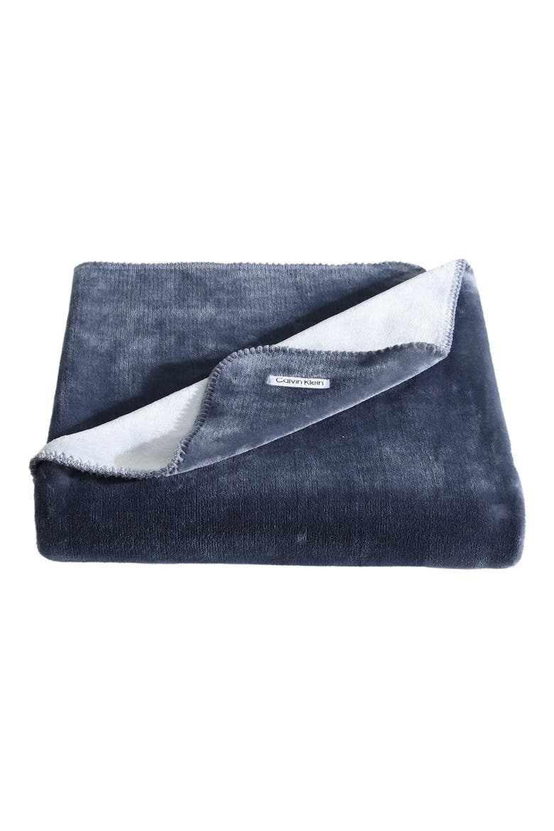 Modern Reversible Throw Blanket, Main, color, MEDIUM BLUE