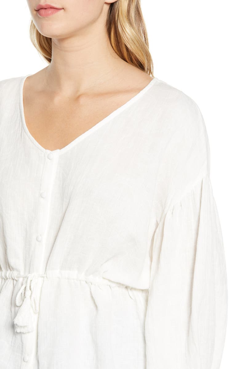 cupcakes and cashmere Tie Waist Cotton & Linen Top, Alternate, color, 