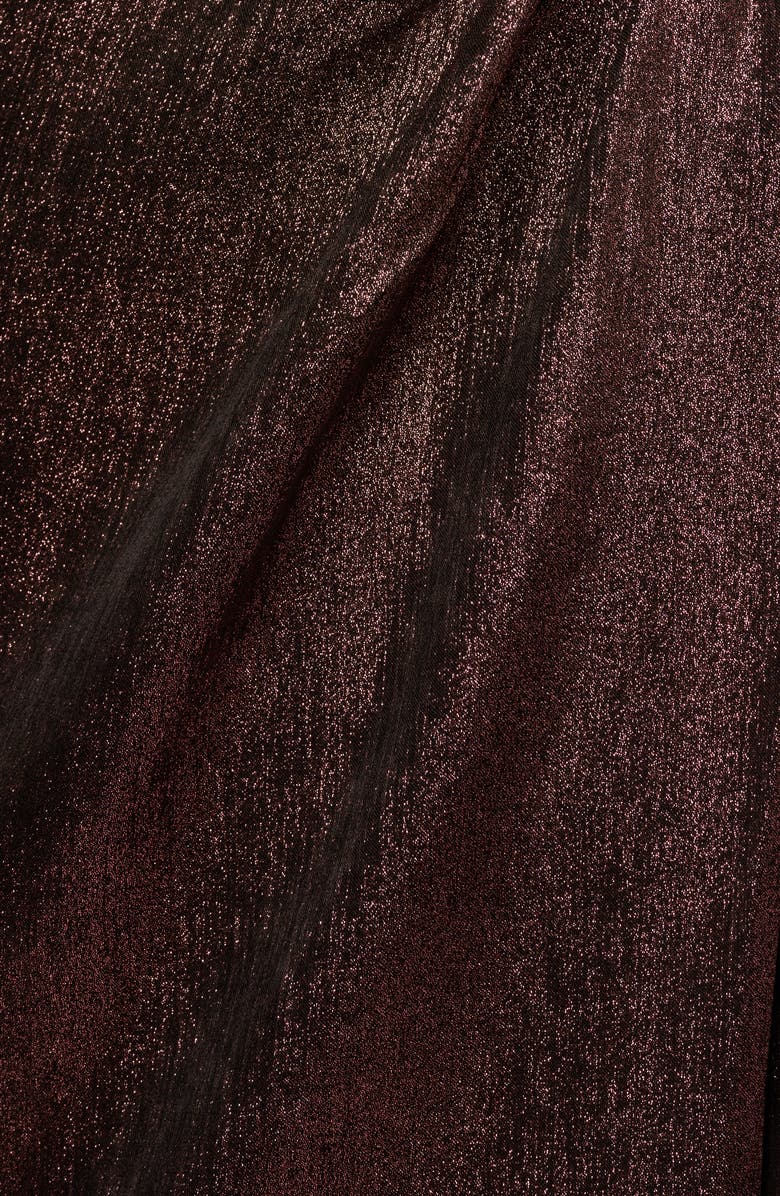 Adrianna Papell Metallic Sleeveless Cocktail Midi Dress, Alternate, color, Blackened Red