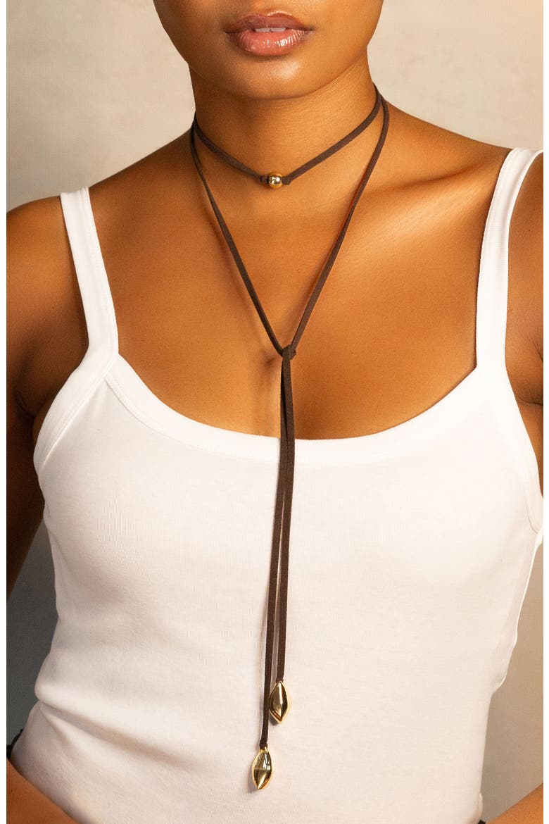 Hannah Suede Necklace, Main, color, GOLD/ BROWN