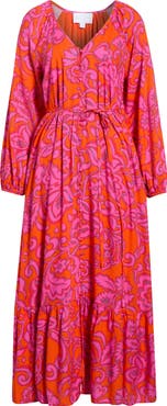 SUGARLIPS Marinda Floral Larrie Long Sleeve Button Maxi Dress