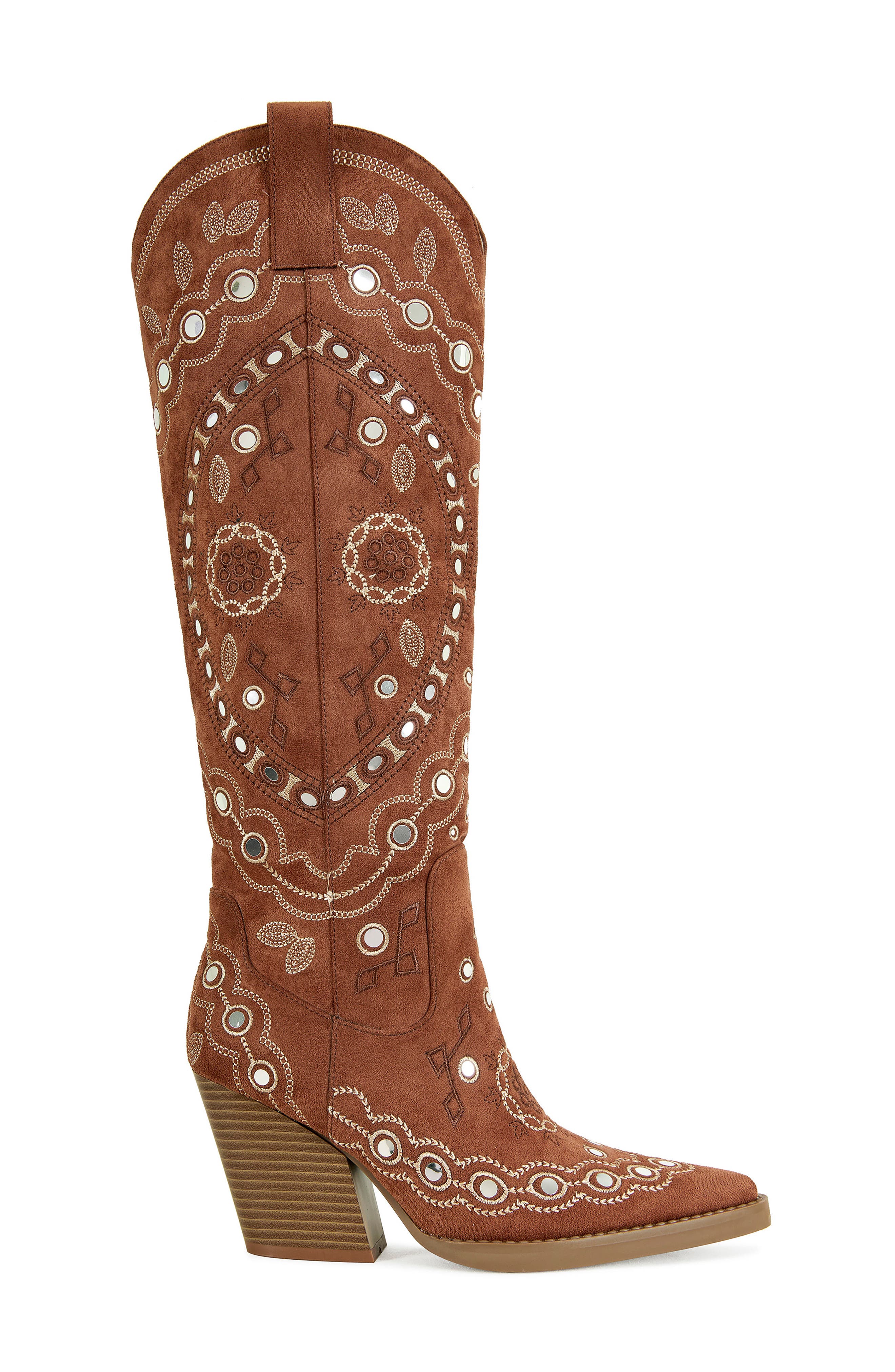 AZALEA WANG Aamina Over the Knee Western Boot, Alternate, color, Tan
