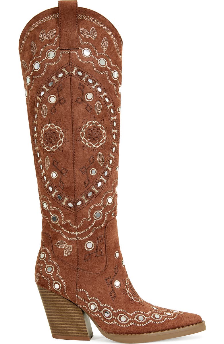 AZALEA WANG Aamina Over the Knee Western Boot, Alternate, color, Tan