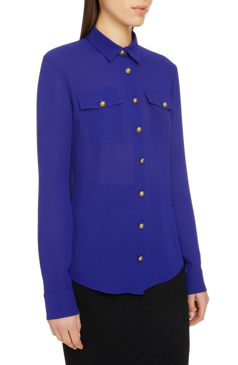 Balmain Silk Georgette Blouse, Alternate, color, 