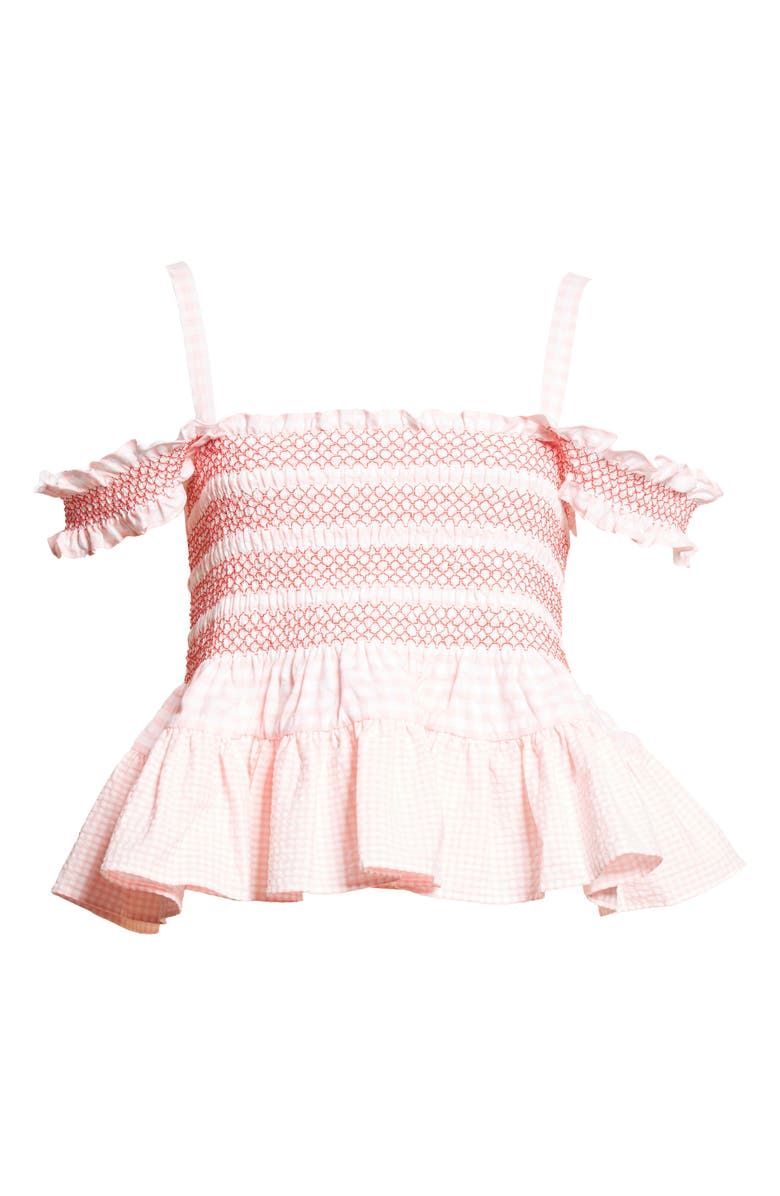 Molly Goddard Smocked Peplum Top, Alternate, color, 