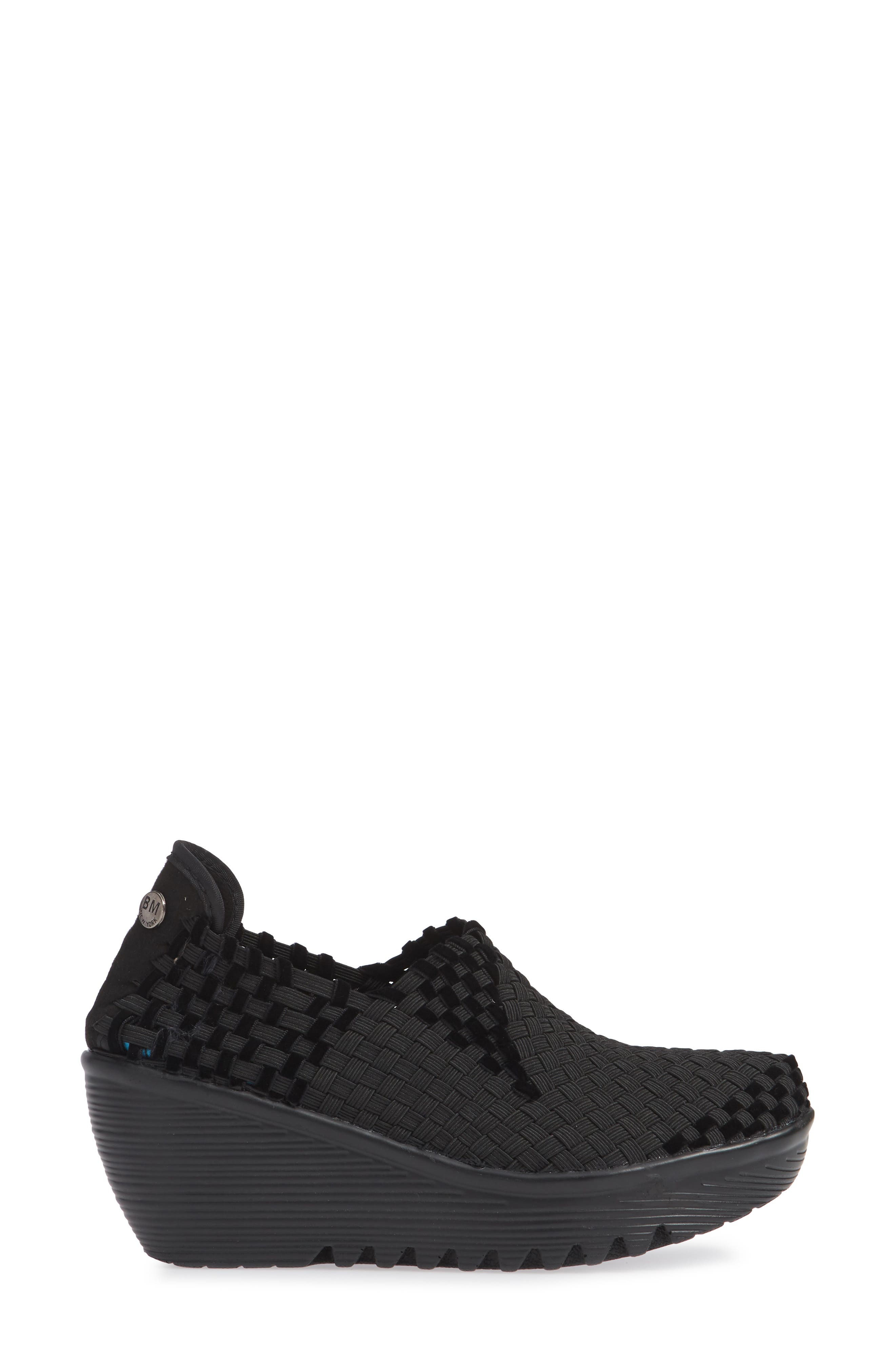 'Gem' Wedge, Alternate, color, BLACK/ BLACK VELVET FABRIC