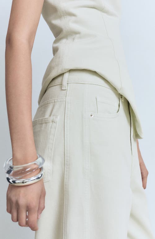 Mango Mid Rise Baggy Ultra Wide Leg Jeans In White