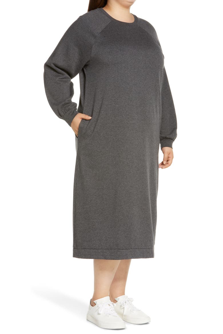 Sweatshirt Midi Dress, Alternate, color, GREY MEDIUM CHARCOAL HEATHER