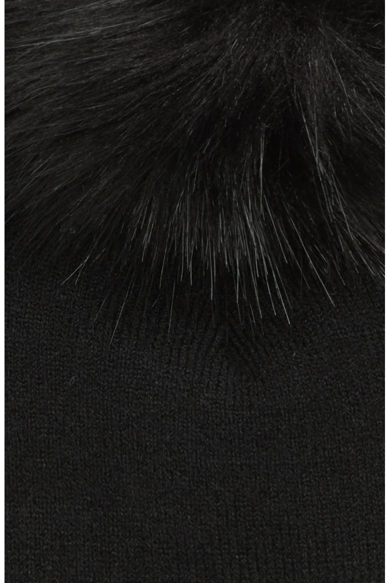Faux Fur Pom Beanie, Alternate, color, BLACK