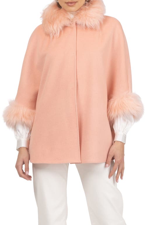 Gorski Select Wool Cape With Select Lamb Collar And Cuffs In Pink