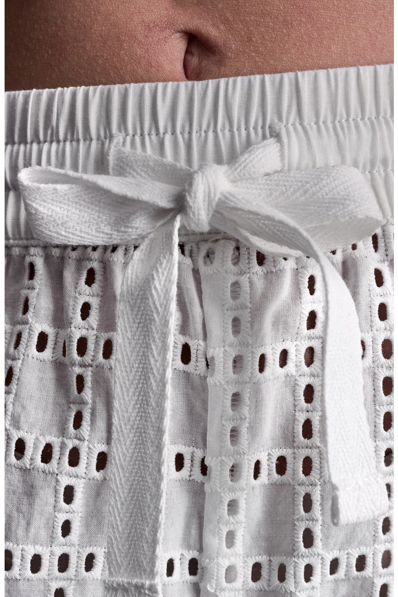 Geometric Eyelet Relaxed Drawstring Shorts, Alternate, color, SOFT WHITE