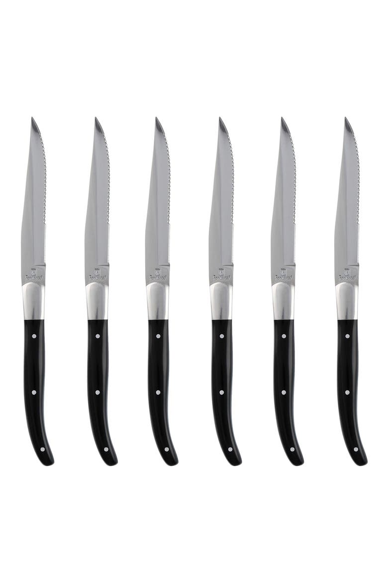 Provencal 6-Piece Serrated Steak Knife Set, Main, color, BLACK