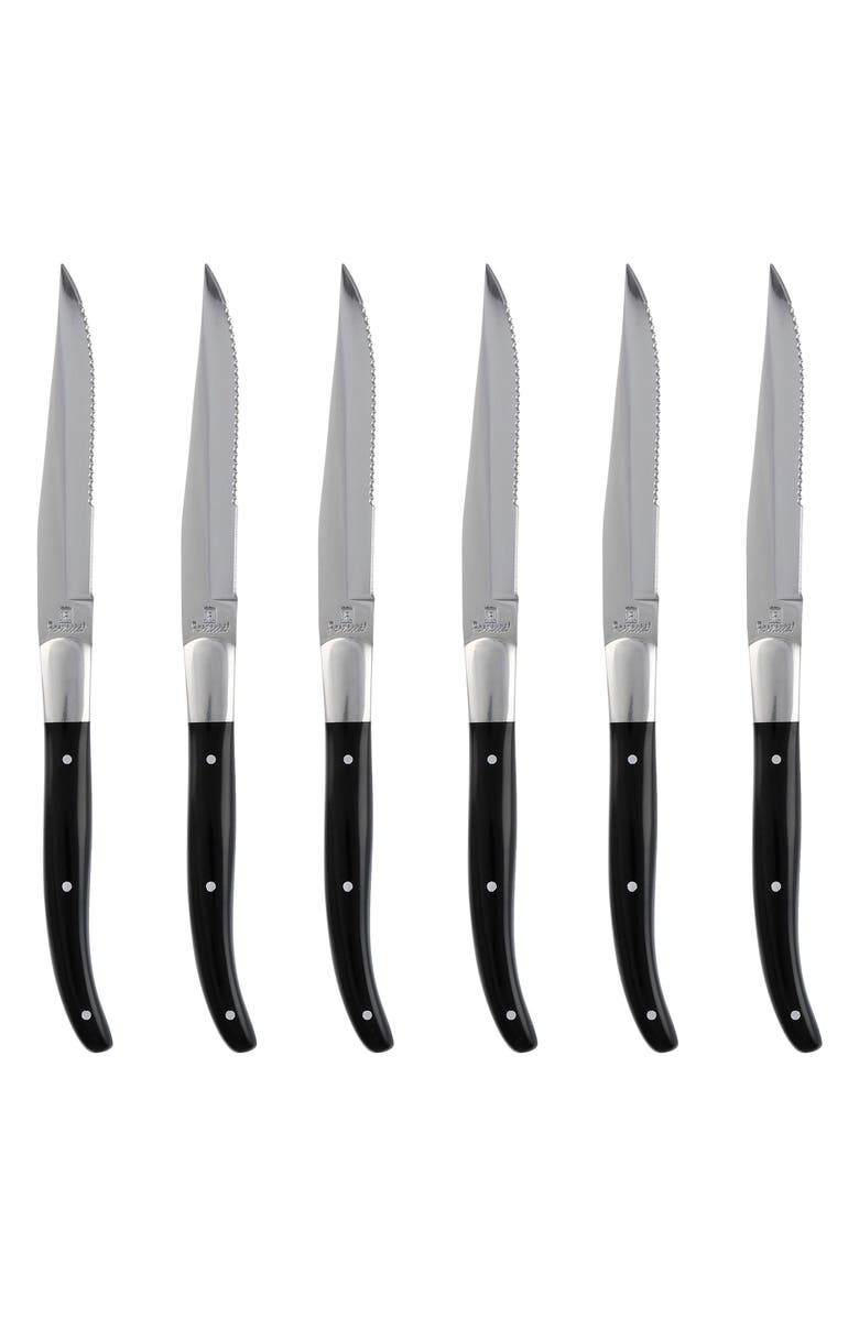 Fortessa Provencal 6-Piece Serrated Steak Knife Set, Main, color, Black