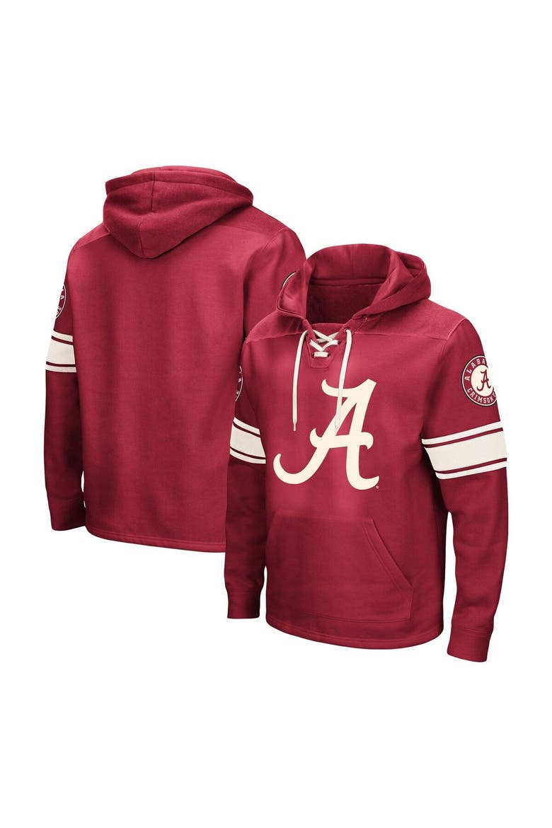Men's Colosseum Crimson Alabama Crimson Tide Big & Tall Hockey Lace-Up Pullover Hoodie, Main, color, Crimson