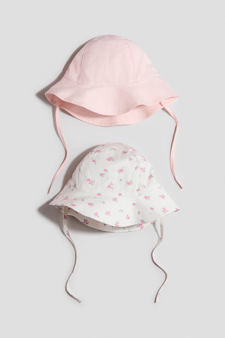 2-pack Cotton Sun Hats, Main, color, Light pink/floral