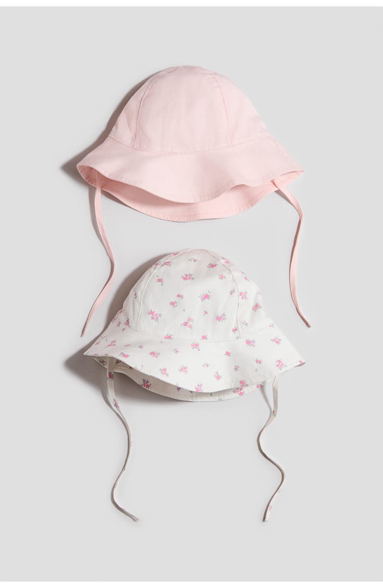 H&M 2-pack Cotton Sun Hats, Main, color, Light Pink/Floral