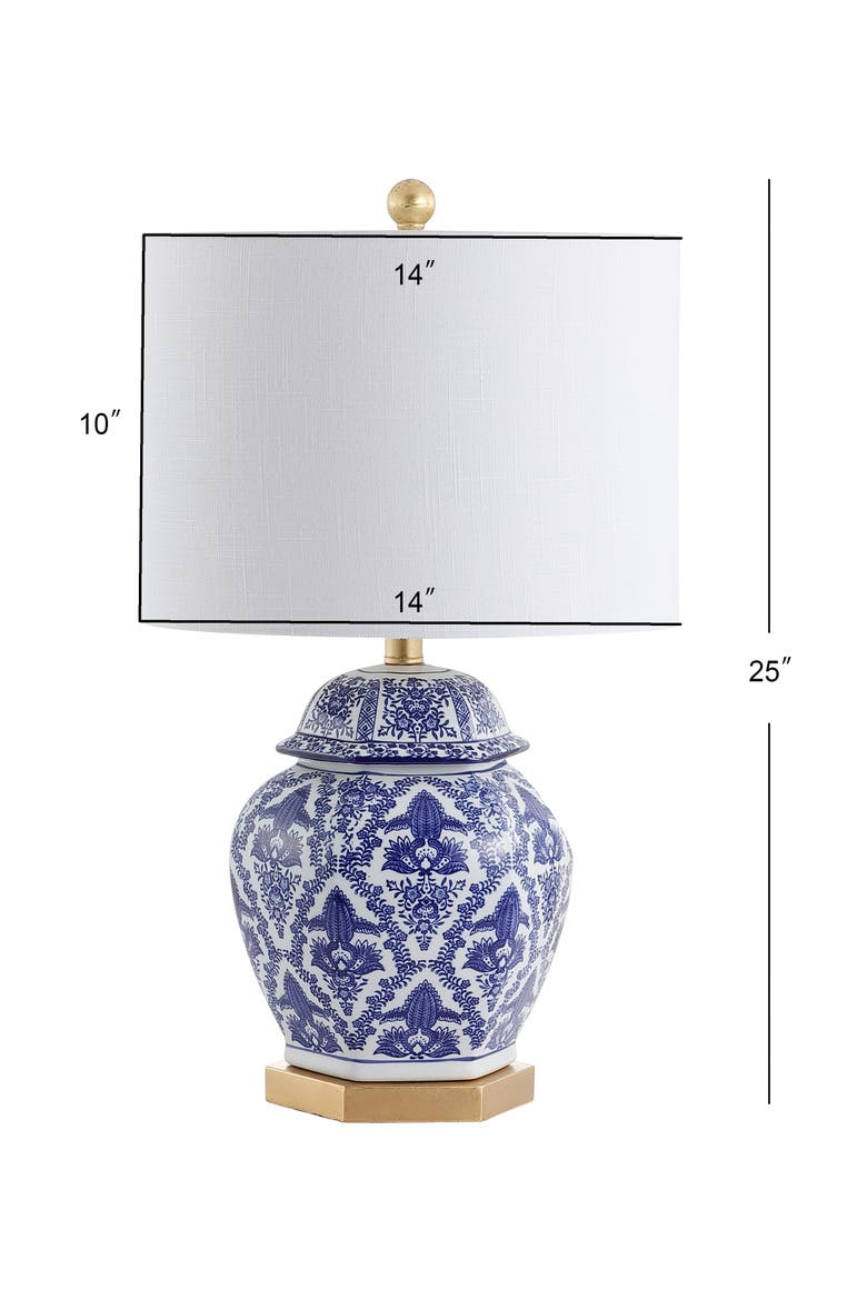 Gretchen Ginger Jar Ceramic/Metal LED Table Lamp, Main, color, Blue/White