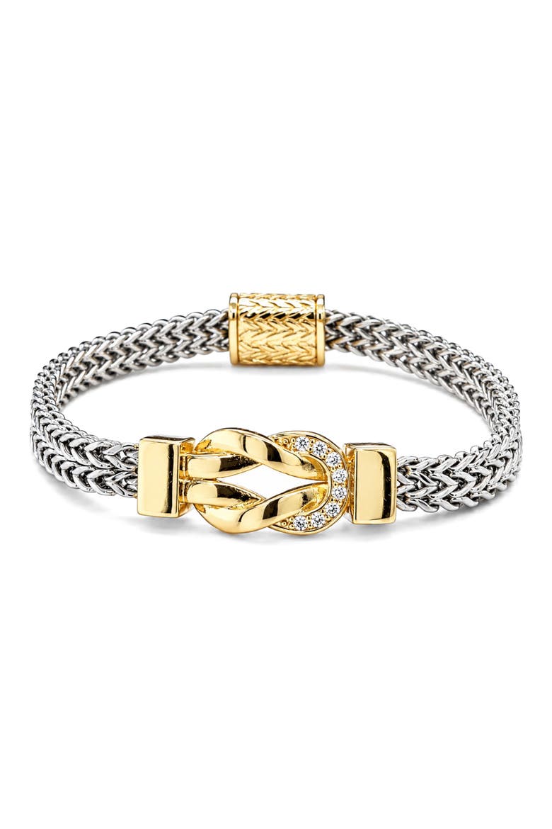 Knot Cubic Zirconia Bangle, Main, color, TWO TONE