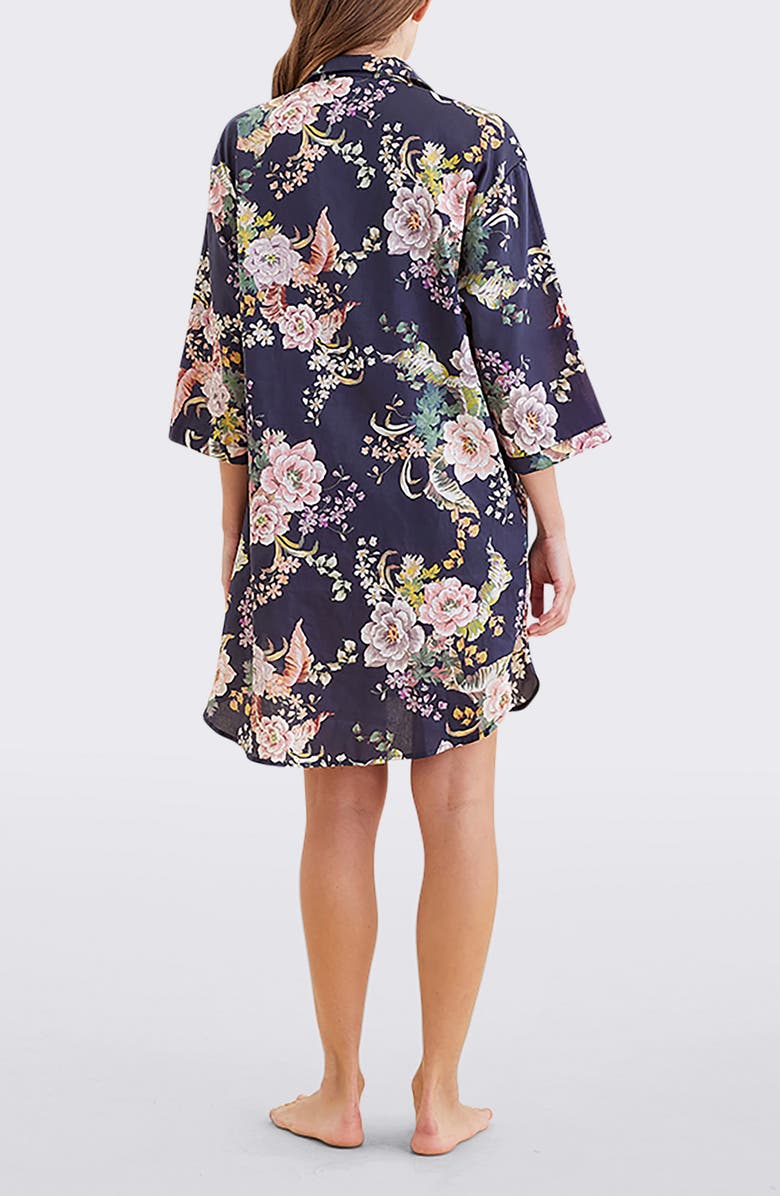 Papinelle Betsy Floral Cotton Sateen Night Shirt, Alternate, color, Navy