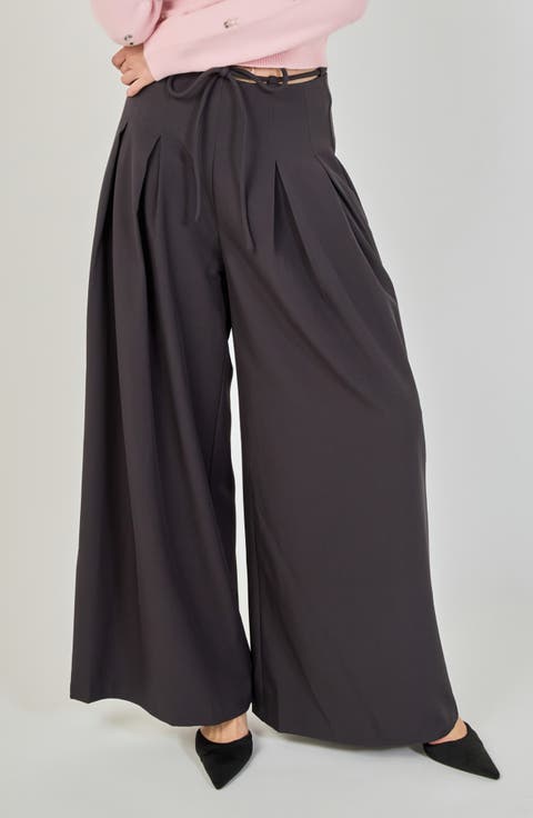 Pleated High Waist Wide Leg Pants