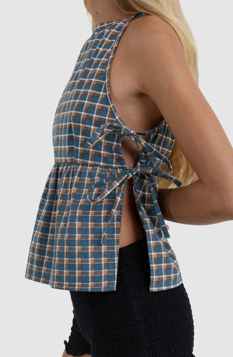 Motel Palsi Side Tie Tank, Alternate, color, Medium Tartan Blue