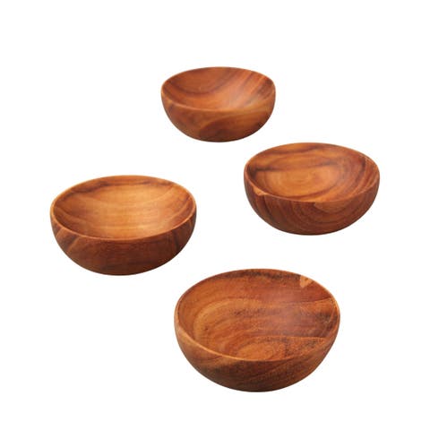 Teak Pinch Bowls - Set of 4