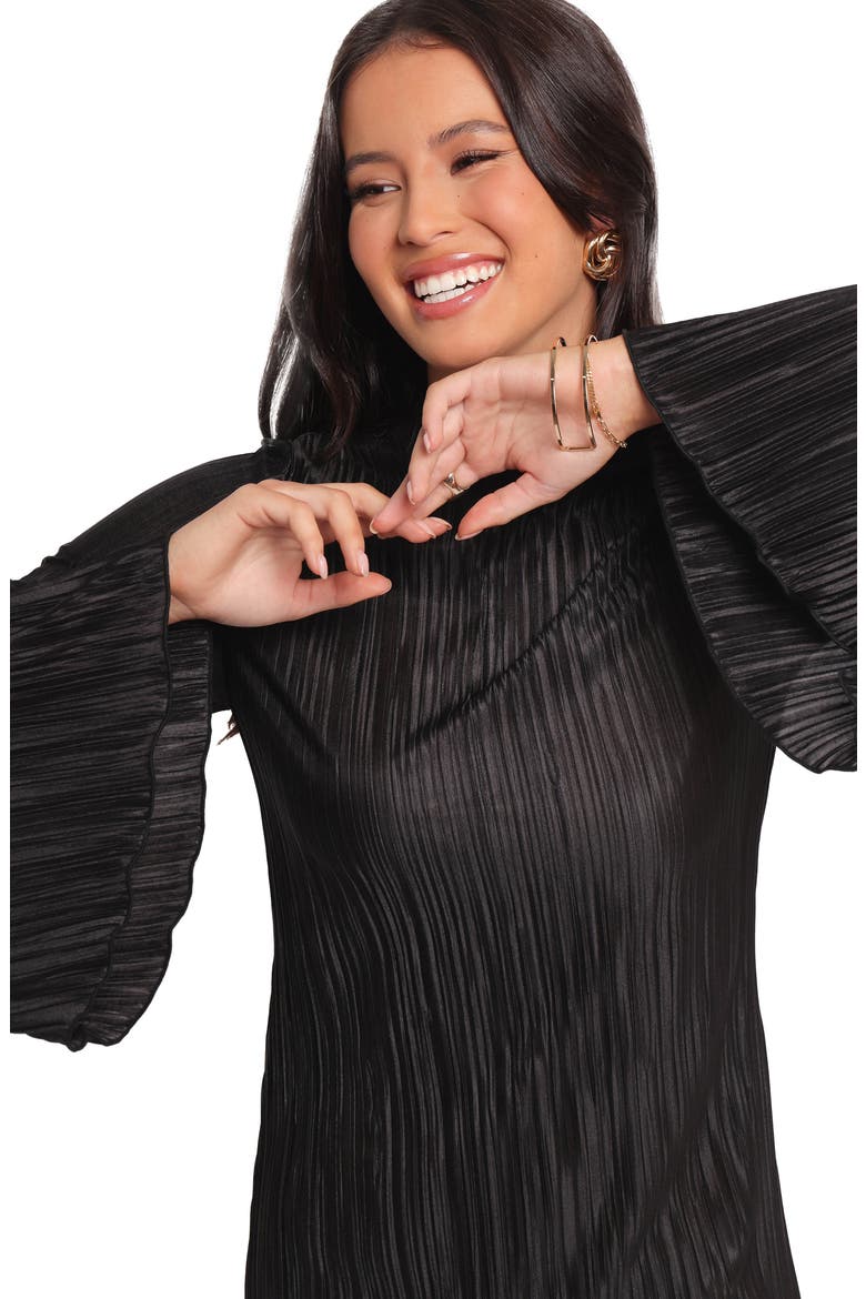 Cerise Long Sleeve Minidress, Alternate, color, BLACK