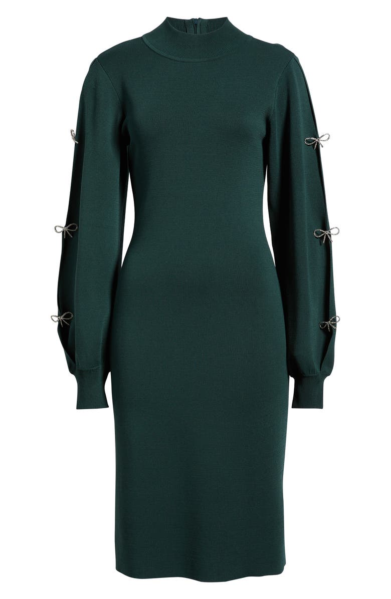 Eliza J Long Sleeve Sweater Dress, Alternate, color, Hunter