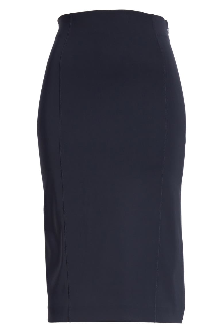 Side Slit Bonded Neoprene Pencil Skirt, Alternate, color, BLACK