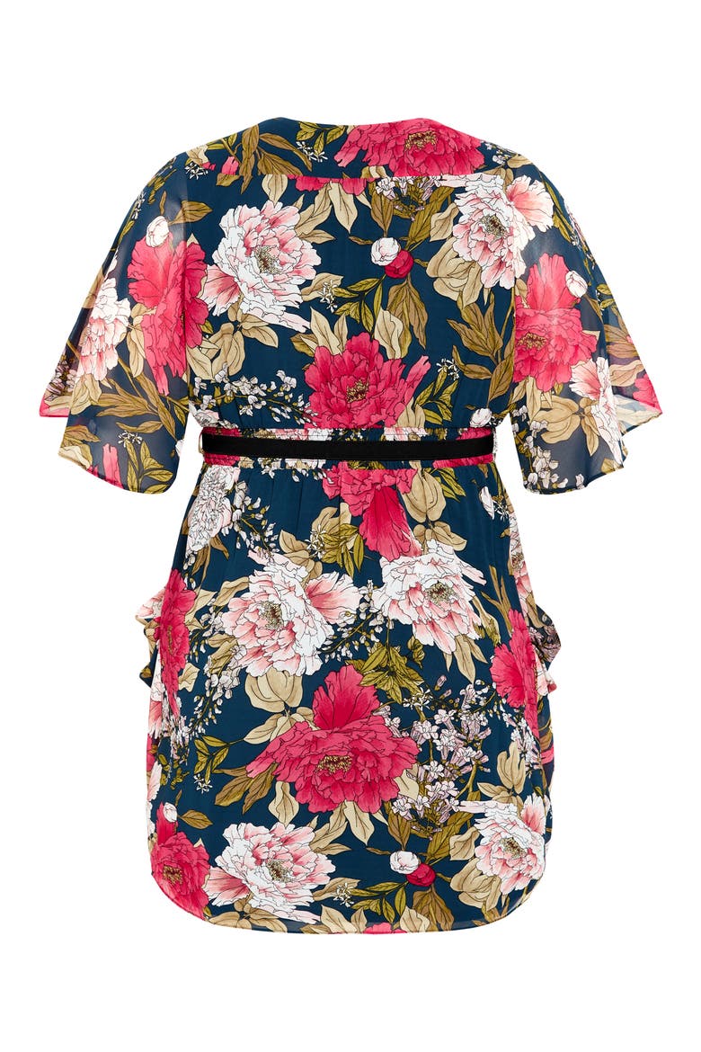 Frida Floral Faux Wrap Dress, Alternate, color, NAVY WILD ROSE