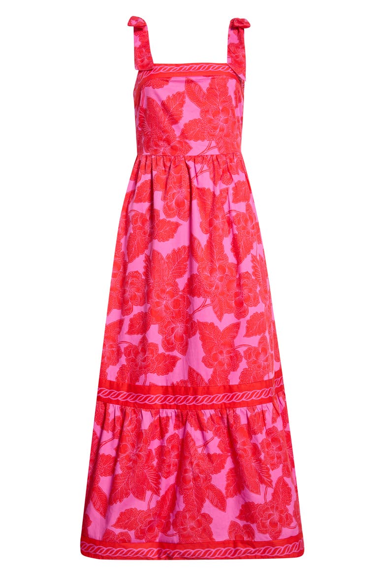 Rency Floral Tiered Cotton Maxi Sundress, Alternate, color, FUCHSIA-RED