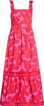 SUGARLIPS Rency Floral Tiered Cotton Maxi Sundress