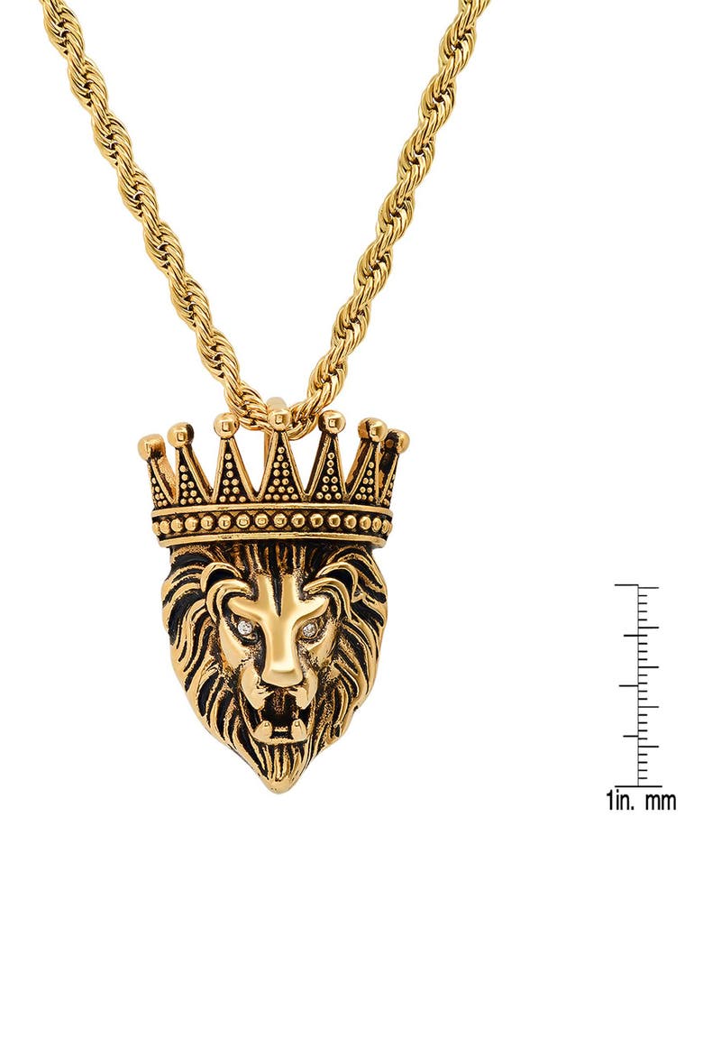 Men's Lion Pendant Necklace, Alternate, color, GOLD