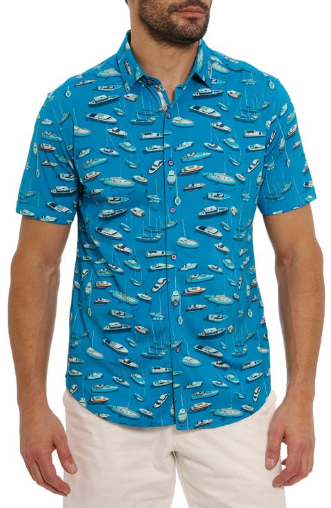 Boat Marina Short Sleeve Button-Up Shirt
