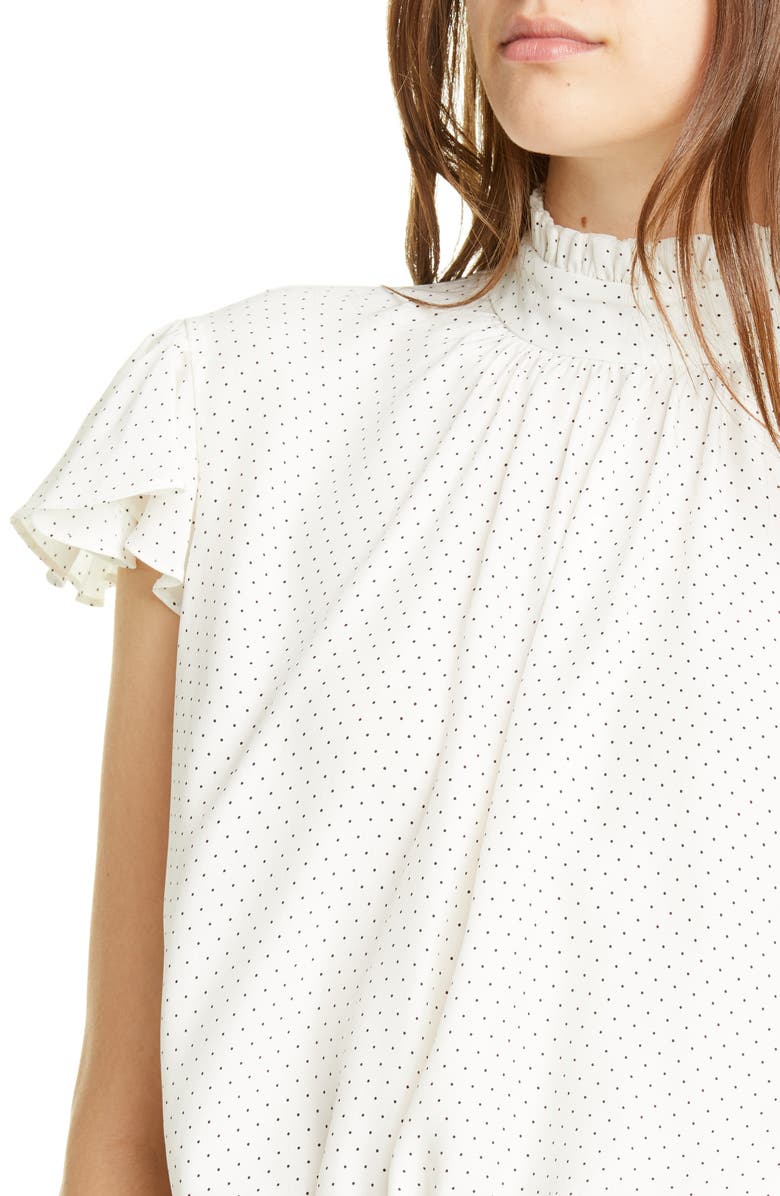 FRAME Ruffle Smocked Silk Top, Alternate, color,