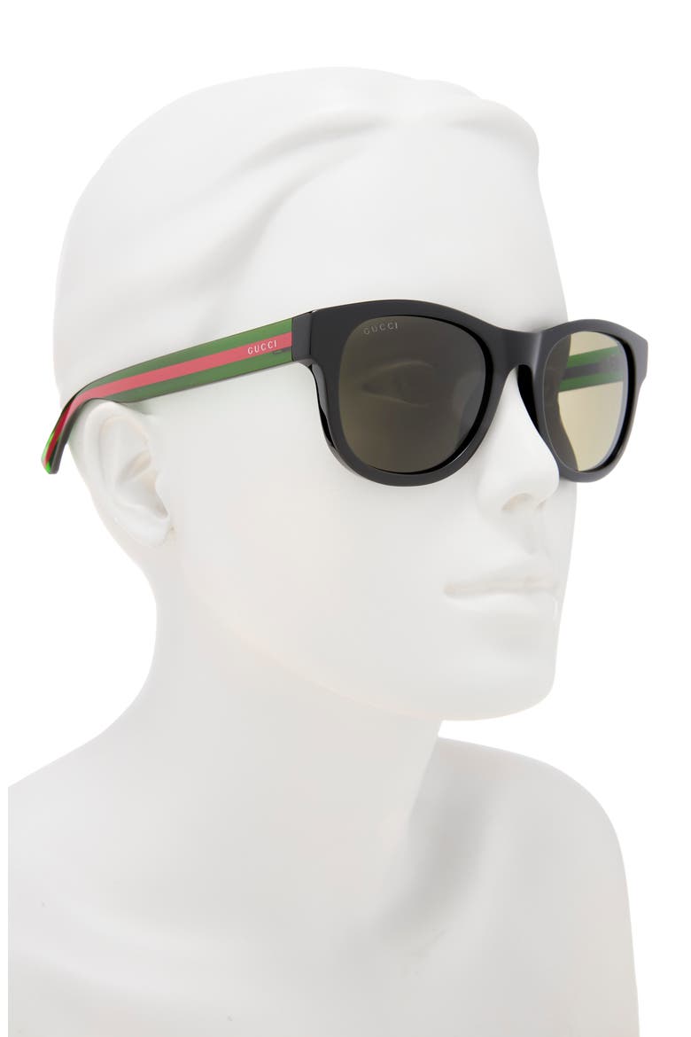52mm Square Sunglasses, Alternate, color, BLACK GREEN GREEN
