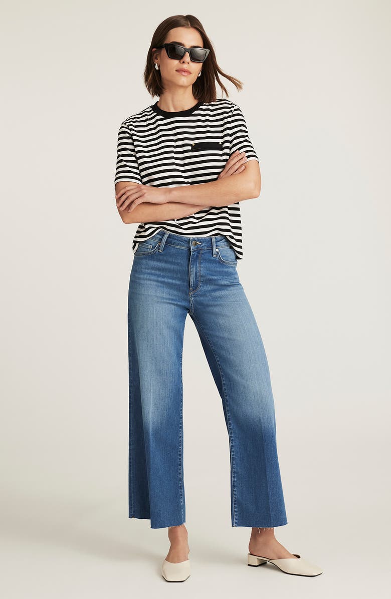 Mavi Jeans Paloma Raw Hem Wide Leg Jeans, Alternate, color, Light Brushed Feather Luxe