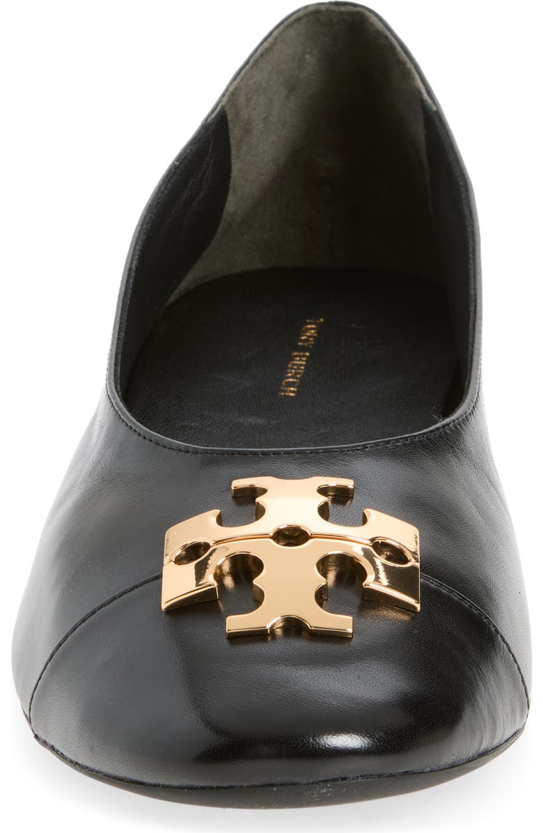 Tory Burch Charlie Cap Toe Ballet Flat, Alternate, color, Perfect Black / Gold