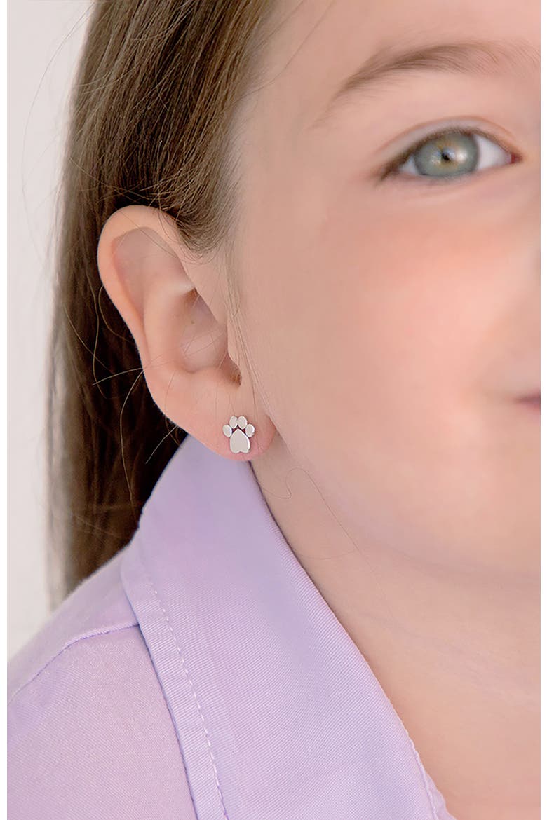My Furry Friend Paw Earrings, Alternate, color, Silver