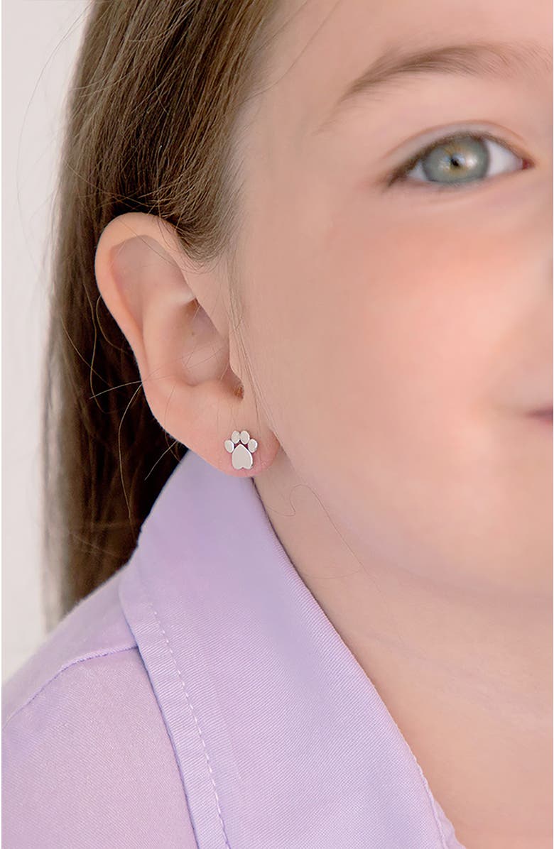 In Season Jewelry My Furry Friend Paw Earrings, Alternate, color, Silver