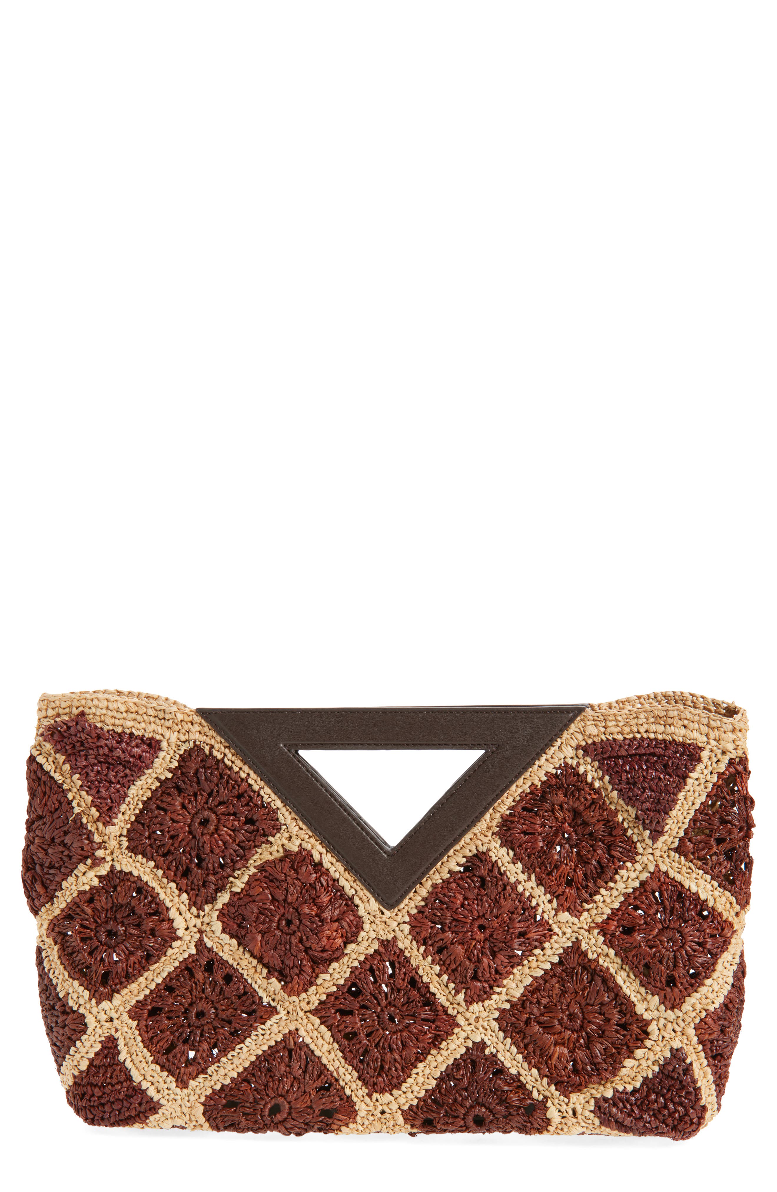 Veronica Beard Vesper Raffia Handbag, Main, color, Espresso Multi