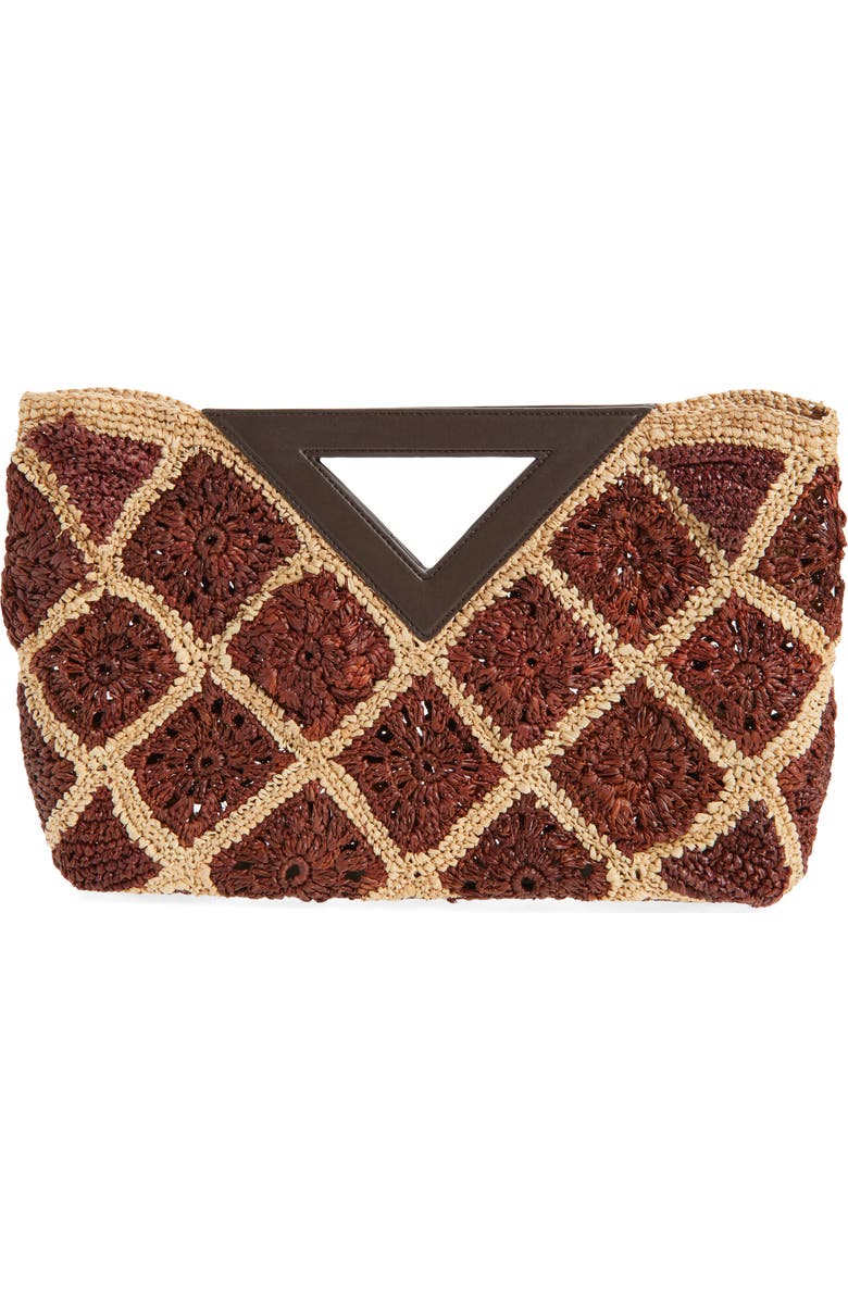 Veronica Beard Vesper Raffia Handbag, Main, color, Espresso Multi