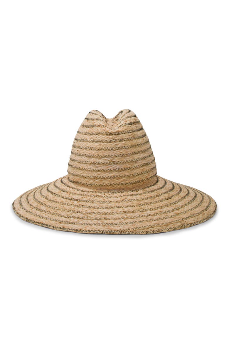 Requiem Zigzag Packable Raffia Fedora, Alternate, color, BEIGE/BLACK