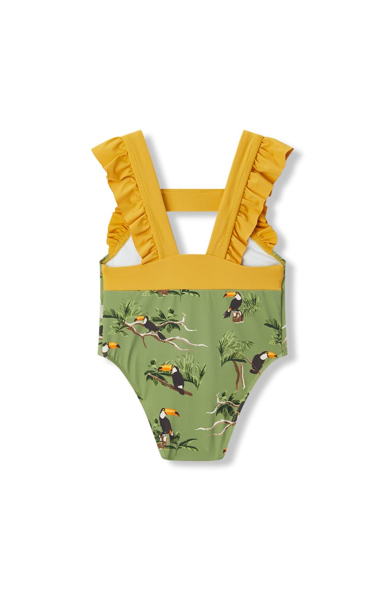 Milkbarn Ruffle Square Neck Swimsuit, Alternate, color, Toucan