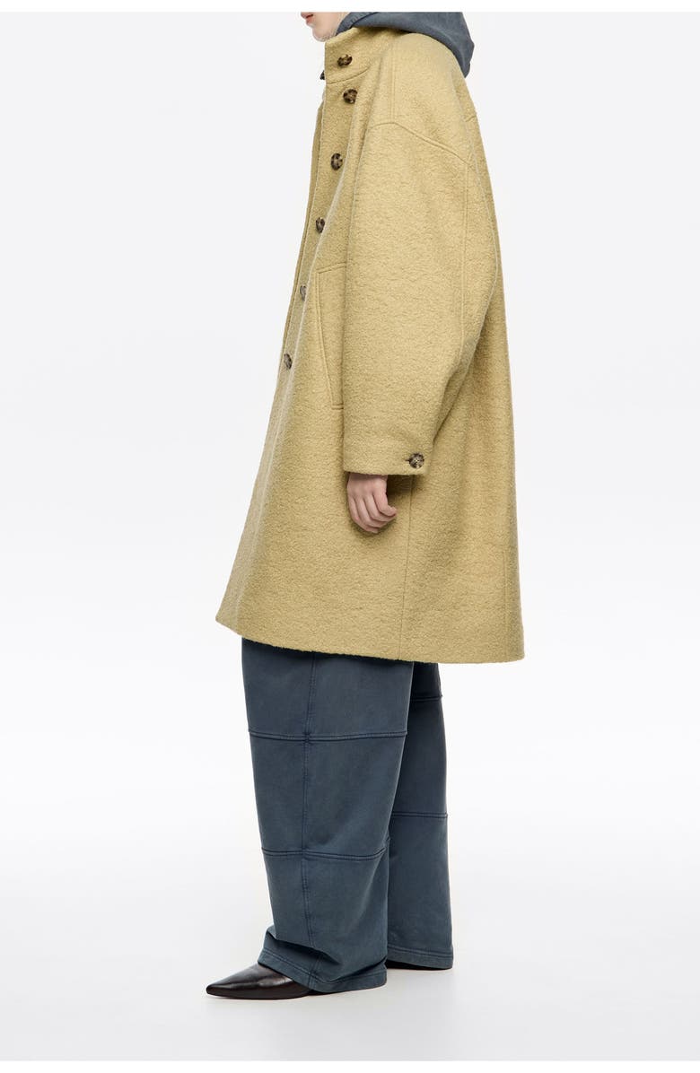 Bimba y Lola Boucle Wool Midi Coat, Alternate, color, Lime