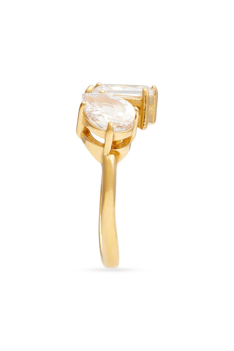 Two Stone CZ Open Ring, Alternate, color, GOLD